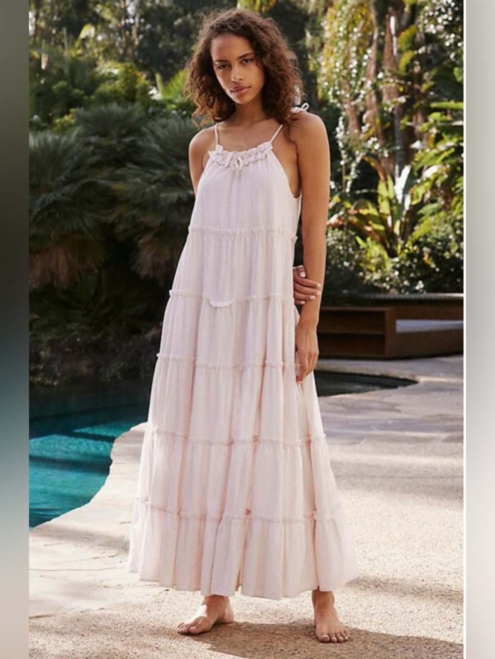 Charlie Holiday Señorita Women’s white Tiered Maxi Dress with Adjustable Straps